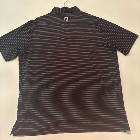FootJoy Striped Golf Polo Shirt Men’s XL Athletic Fit Black Gray Performance - Picture 4 of 5